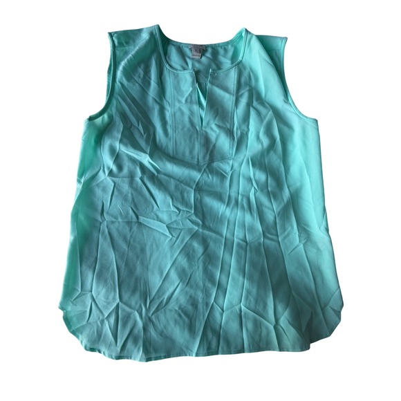 J.Crew Tops - J.Crew Womens Mint Green Sleeveless Split Neck Pleated Blouse Top E4992 Size S